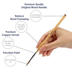 Grabie 11Pc Miniature Paint Brushes Fine Detail for Acrylic, Oil, Watercolor
