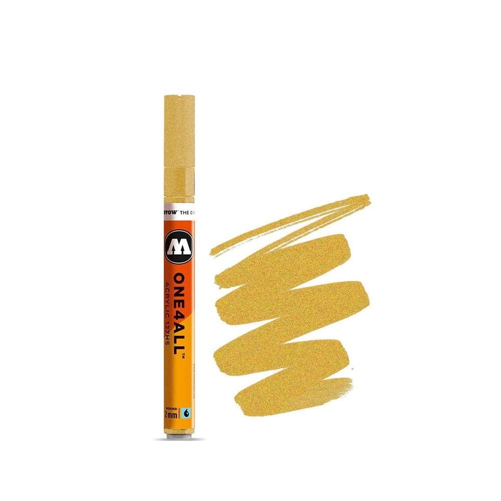 Molotow ONE4ALL 2mm Metallic Gold Acrylic Paint Marker High Coverage Refillable
