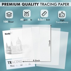 Koala Premium Tracing Paper 8.5×11 inch Transparent Tracing Paper 38lb/60gsm …