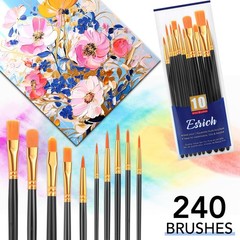 ESRICH Acrylic Paint Brushes Set, 24 Packs / 240 Pcs Watercolor 240, Black