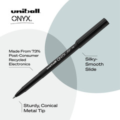 uniball Onyx Roller Ball Pen, Stick, Fine 0.7 Mm, 12 Count (Pack of 1), Black