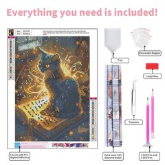 GEEHEIY Black Cat Diamond Art Kits for Adults, 5D 12*16 inch, TRTDNFDP1P07