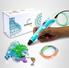 SCRIB3D P1 3D Printing Pen with Display – Includes 3D Pen, 3 Starter Colors of P