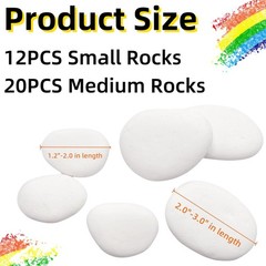 32PCS White Rocks for Painting, Medium & Small Rocks to Paint, Flat Painting Roc