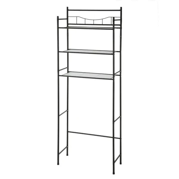 3-Shelf over the Toilet Steel Wall Mount Storage Shelf Unit, Black, Holds up to
