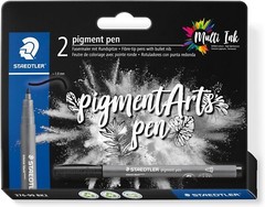 Staedtler Pigment Arts Bullet Tip Pen – Intense Black Pack of 2 Pens – (376-99)