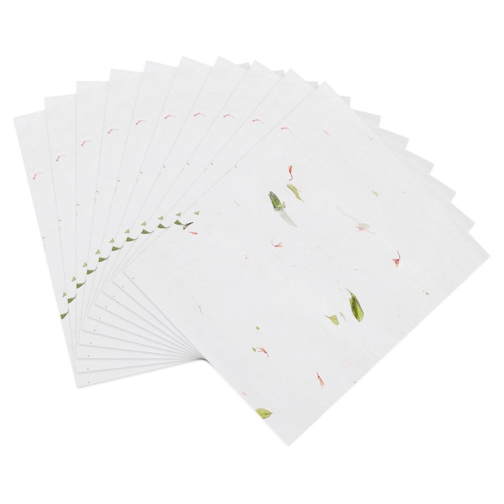 10Pcs A4 Mulberry Paper Sheets for Calligraphy, Red Flower Leaves 8.3″ x 11.7″