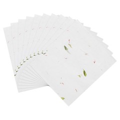 10Pcs A4 Mulberry Paper Sheets for Calligraphy, Red Flower Leaves 8.3″ x 11.7″