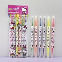 Hello Kitty 6-Piece Double-Ended Fluorescent Highlighter Pen Set YJ0-6612