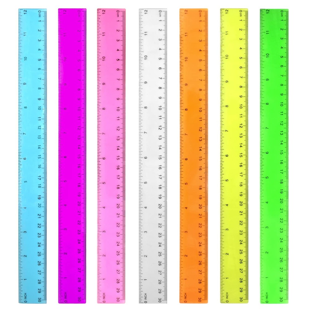 Color Transparent Ruler Plastic Rulers – 12 inch, Kids for Blue