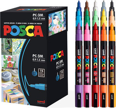 Posca Paint Art Markers, Set of 15 5M Medium Acrylic Markers with Reversible Tip