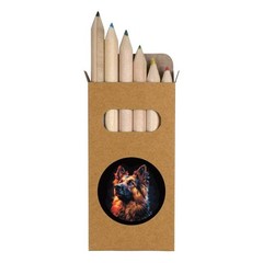6 x ‘German Shepherd Dog in Circle Frame’ Short Colour Pencils (PE00067704)