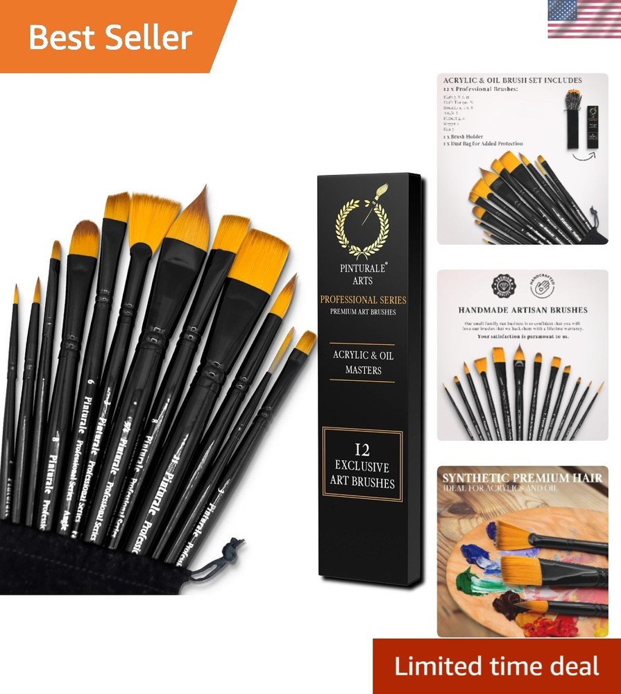 Creative Freedom: 12 Acrylic Paint Brushes in Velvet Pouch – Gift-Ready