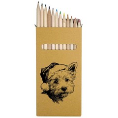12 x ‘Westie Dog Wearing Santa Hat’ Long Colour Pencils (PE00086305)