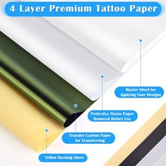 50 Sheets Tattoo Transfer Paper, Cridoz Stencil Paper A4, 50