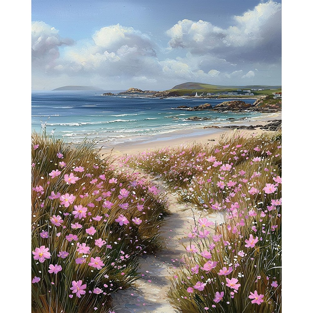 Beach Wildflower Paint by Numbers Kit for Adults Beginner, Beach Adult Paint …