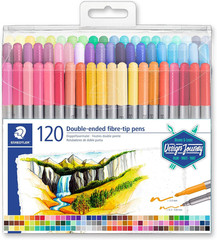 Double-Ended Fiber-Tip Pens, Non-Permanent Ink, Fine & Bold Writing and Coloring