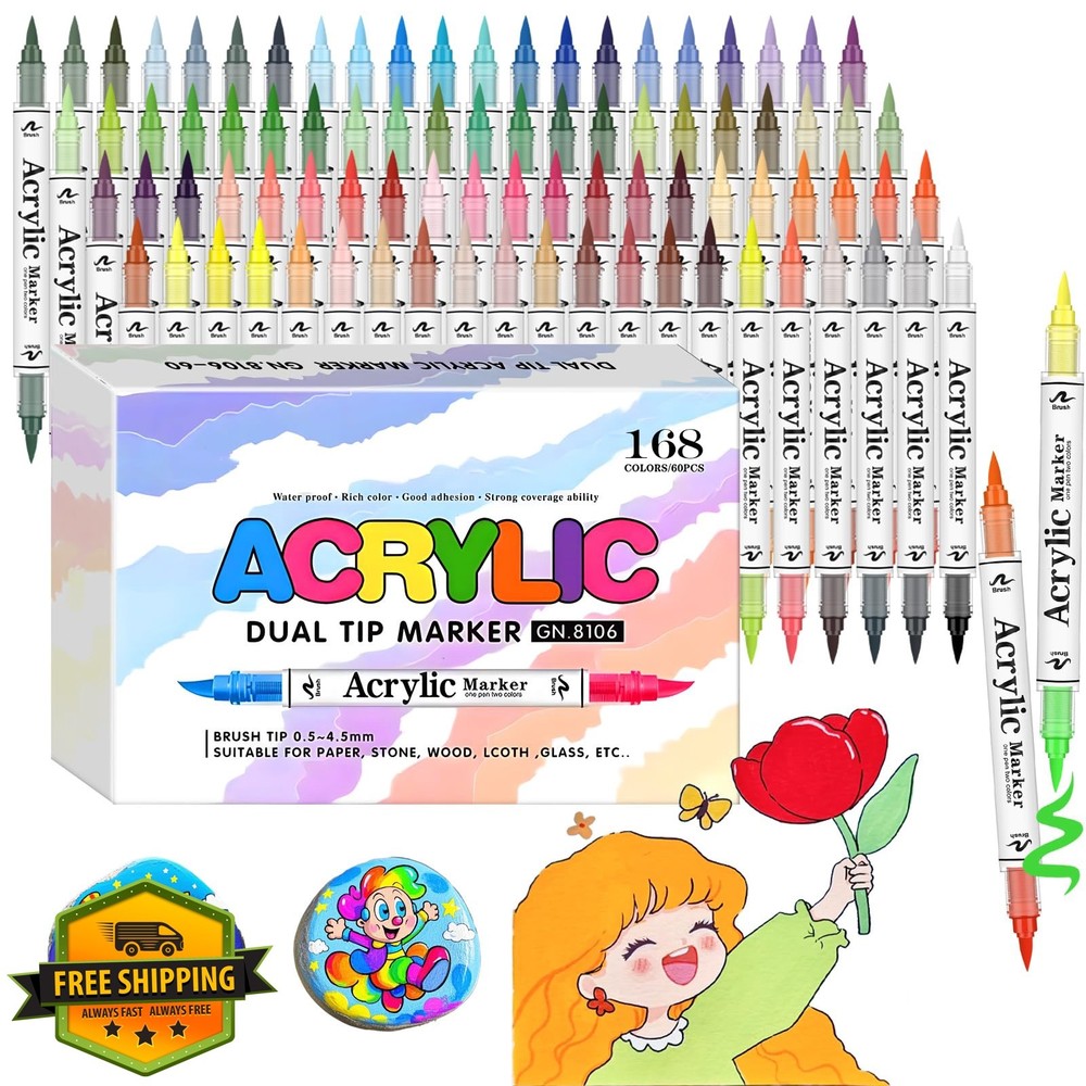 AcrylicAura 84-168 Brush Tip Markers