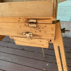 Vintage Portable Wood Travel Full Easel 3 Adjustable Legs Storage Drawers