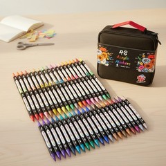48-Color Dual Tip Acrylic Paint Markers – Waterproof, Non-Toxic Creativity Set