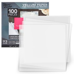 Translucent Vellum Sheets – 100 Sheets, 12 x 12 in, White – 93gsm/63lb Tracin…