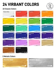 JusArt 24 Colors Acrylic Paint Set, Including Gold and Silver, 8.45oz(250ml) …