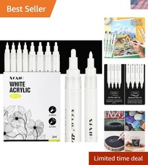 Acrylic White Paint Pens – 8 Pack 2-3MM Medium Tip & 0.7MM Extra Fine Paint M…