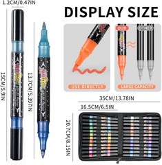 48 Colors Glitter Brush Markers,Pack Dual Tip Brush Glitter Marker for 24