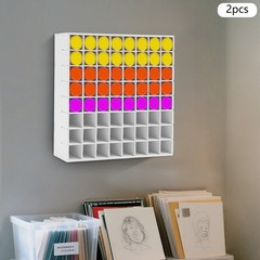 64-Compartment Wall-Mounted Paint Organizer Rack, PVC Stainless Steel, Stackable