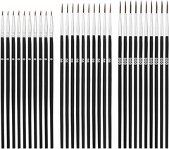 30pcs Detail Paint Brushes, Fine Tip 15.3×0.5cm/6.02×0.19in, Black