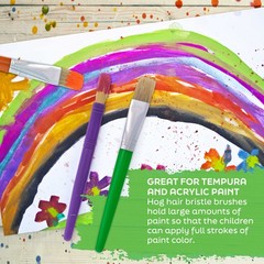 20pc Large Round & Flat Children’s Hog Bristle Tempera Paint Brush Set, Kids Fun