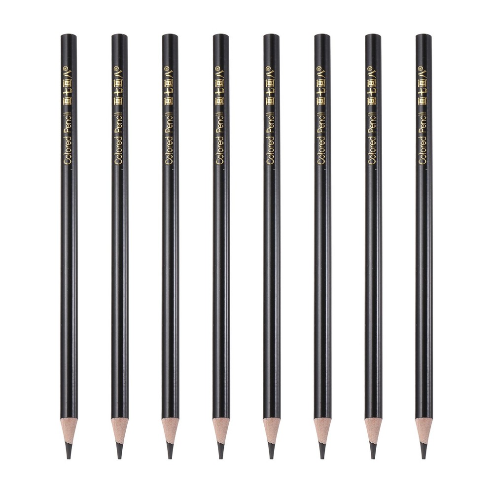 8PCS Colored Pencils Set, Wooden Oil Based Colored Drawing Pencil, Black