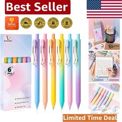 Stylish 6 Pcs Gel Pen Set – Fine Point 0.5mm, Quick-Drying Ink for Journals