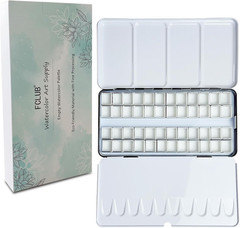 Empty Watercolor Palette Paint Case – Large Watercolor Metal Tin with 48Pcs Half