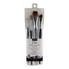 4-Piece Synthetic Kolinsky Watercolor Brush Set – Aqua Elite Series, Fine Art To