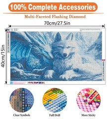 Large Diamond Painting, Dragon and Wolf Large Diamond Art Kits for Adults, Full
