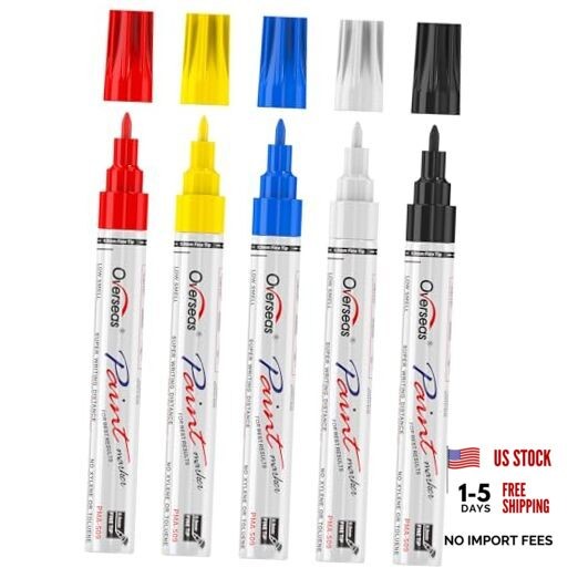 Oil-Based Fine Tip Paint Marker Pen – 5 Colors 0.9mm Fine Nib Permanent