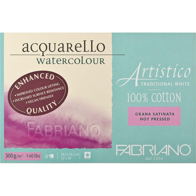 Honsell Fabriano Artistico Watercolor Block 12 X 16 Traditional White