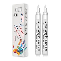 Paint Marker Pens – 2 Pack Acrylic Permanent Marker, 2-3mm Medium Tip, White