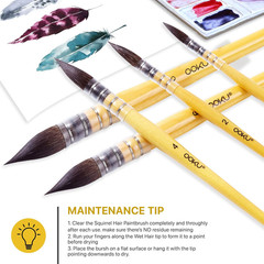 Professional Quill Brush for Watercolor Painting – Real Squirrel Hair Blend S…
