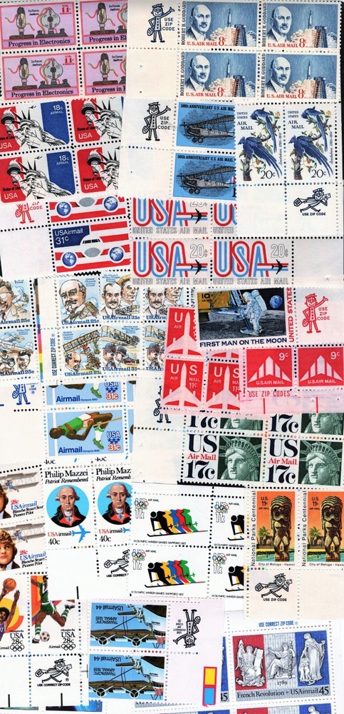 AIRMAIL Zip, Mail Early & USPS Blocks! – Choose from ALL YEARS! MNH US Stamps!