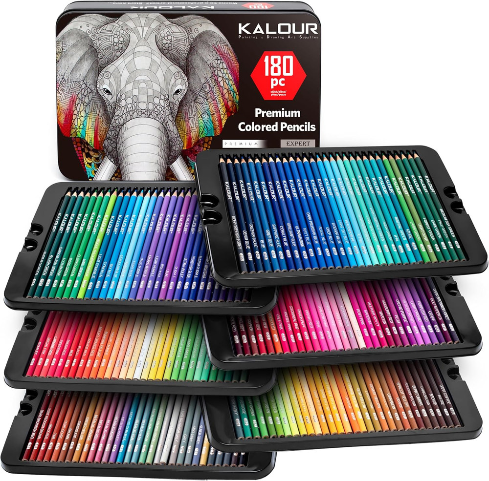 180 Colored Pencil Set for Adults Artists – Rich Pigment Soft Core -12 Metallic