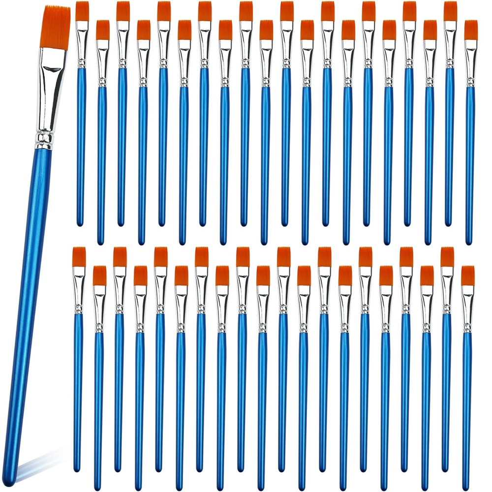 1/2 inch Flat Paint Brushes for Acrylic 0.5 40 pieces, Blue