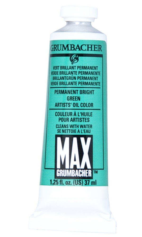 Max Water Miscible Oil Paint 37ml/1.25 Oz Permanent Bright Green Art Supply