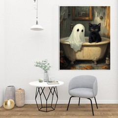 Halloween Paint by Numbers Kit for Adults, Ghost Oil Painting by Numbers with Br