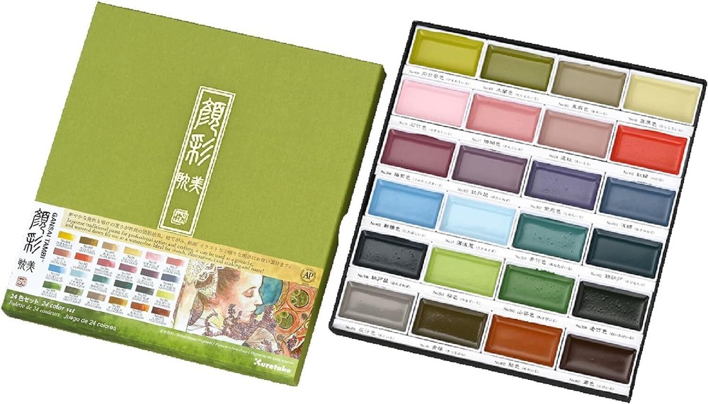 Kuretake Gansai Tambi Watercolor Set – Art Nouveau 24 Colors MC20/24V/NW