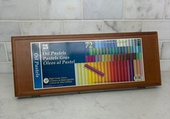 Never Used Loew-Cornell Oil Pastels Set of 72 in Wood Box Artist Quality Colors