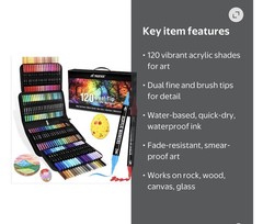 PAGATHER 120 Dual-Tip Acrylic Paint Markers Fine & Brush, Multicolor Set