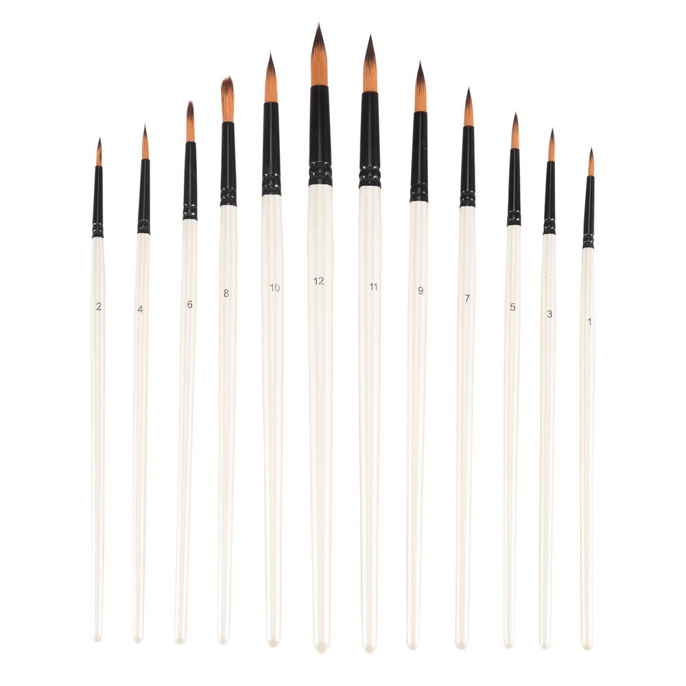 12Pcs Acrylic Paint Brushes Set, Professional Round-Pointed Tip Artist4085