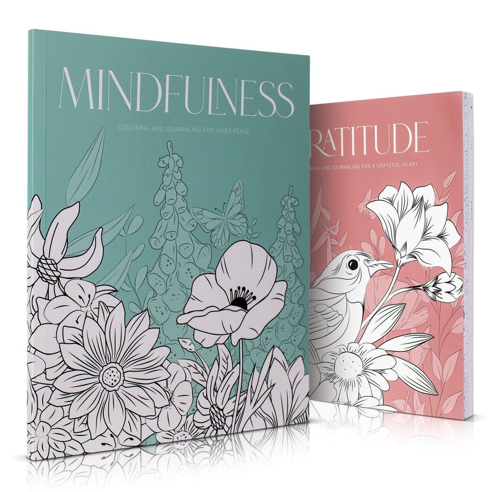 Adult Coloring Books 2 Pack Mindfulness Gratitude Inspirational Quotes Relaxatio